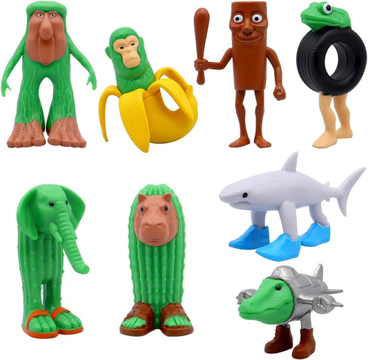 8PCS Italian Brainrot Toy Figures Animals Tralalero Tralala Figure Tung Tung Tung Sahur Figurine Bombardiro Crocodilo Animals Figurine Doll Gifts for Fans