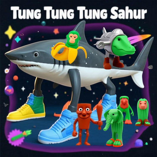 8PCS Italian Brainrot Toy Figures Animals Tralalero Tralala Figure Tung Tung Tung Sahur Figurine Bombardiro Crocodilo Animals Figurine Doll Gifts for Fans